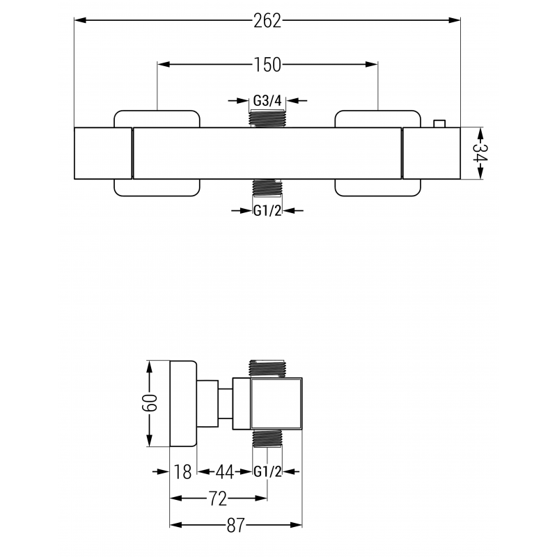 Mexen Cube thermostatische Duscharmatur, gold - 77250-50