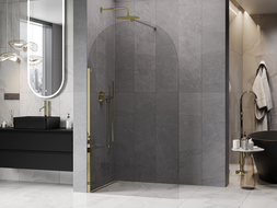 Mexen Kioto-Q ścianka prysznicowa Walk-in 110 x 200 cm, transparent 8 mm, złota - 800-110-101-50-00-Q