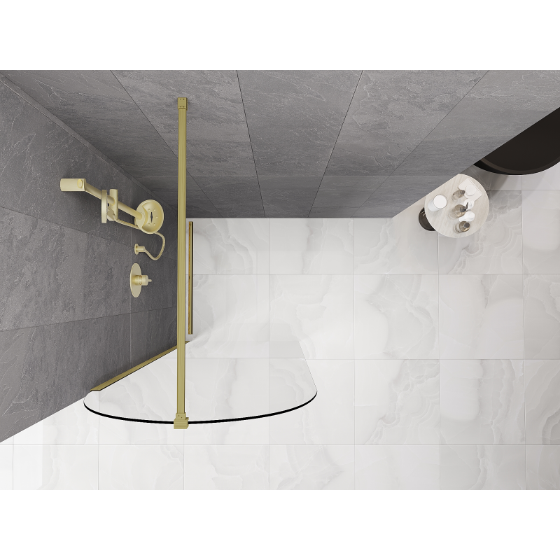 Mexen Kioto-Q ścianka prysznicowa Walk-in 90 x 200 cm, transparent 8 mm, złota szczotkowana - 800-090-101-55-00-Q
