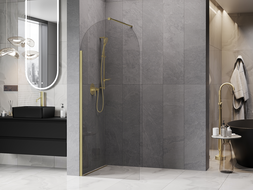 Mexen Kioto-Q ścianka prysznicowa Walk-in 90 x 200 cm, transparent 8 mm, złota szczotkowana - 800-090-101-55-00-Q