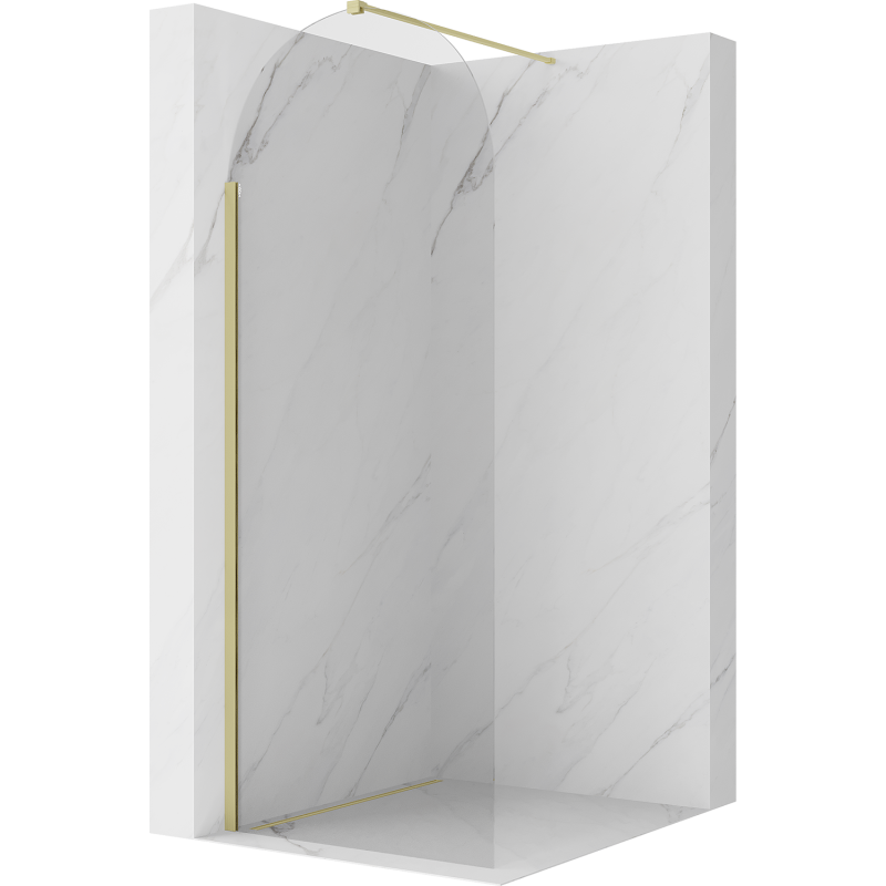 Mexen Kioto-Q prha stenska stena Walk-in 90 x 200 cm, prozorna 8 mm, zlato brušena - 800-090-101-55-00-Q