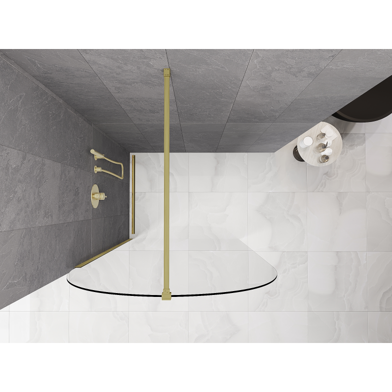 Mexen Kioto-Q ścianka prysznicowa Walk-in 100 x 200 cm, transparent 8 mm, złota szczotkowana - 800-100-101-55-00-Q