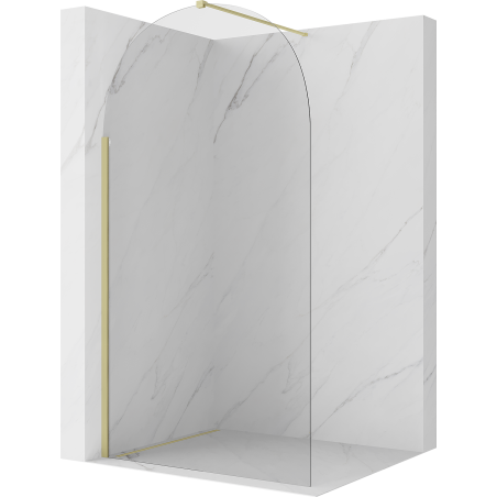 Mexen Kioto-Q Walk-in Shower Wall 110 x 200 cm, Transparent 8 mm, Brushed Gold - 800-110-101-55-00-Q