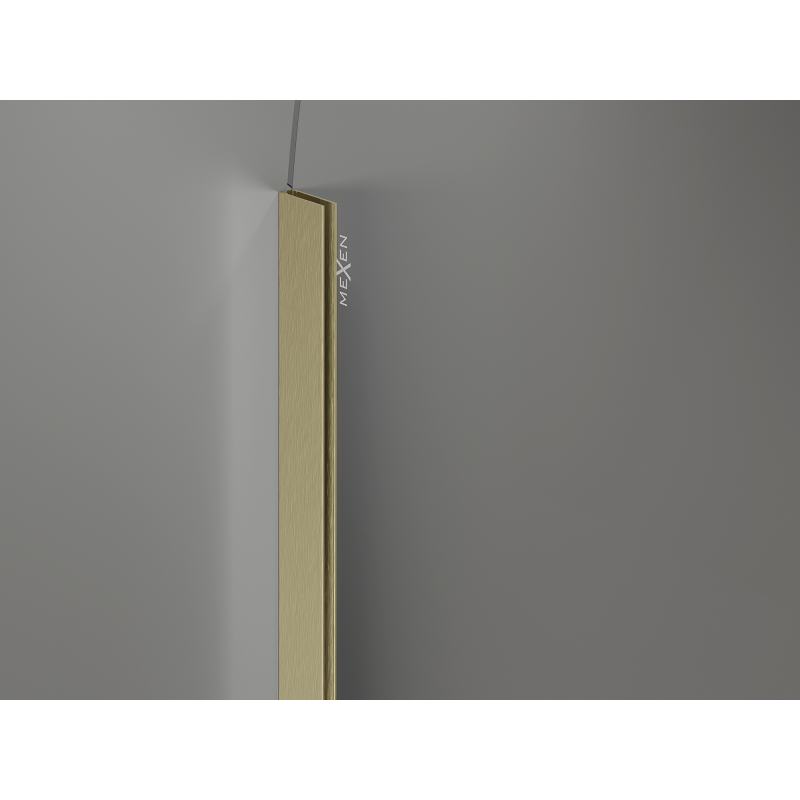 Mexen Kioto-Q Walk-in Shower Wall 120 x 200 cm, Transparent 8 mm, Brushed Gold - 800-120-101-55-00-Q