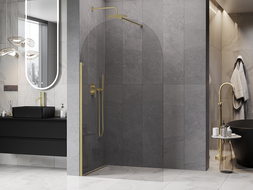 Mexen Kioto-Q ścianka prysznicowa Walk-in 120 x 200 cm, transparent 8 mm, złota szczotkowana - 800-120-101-55-00-Q