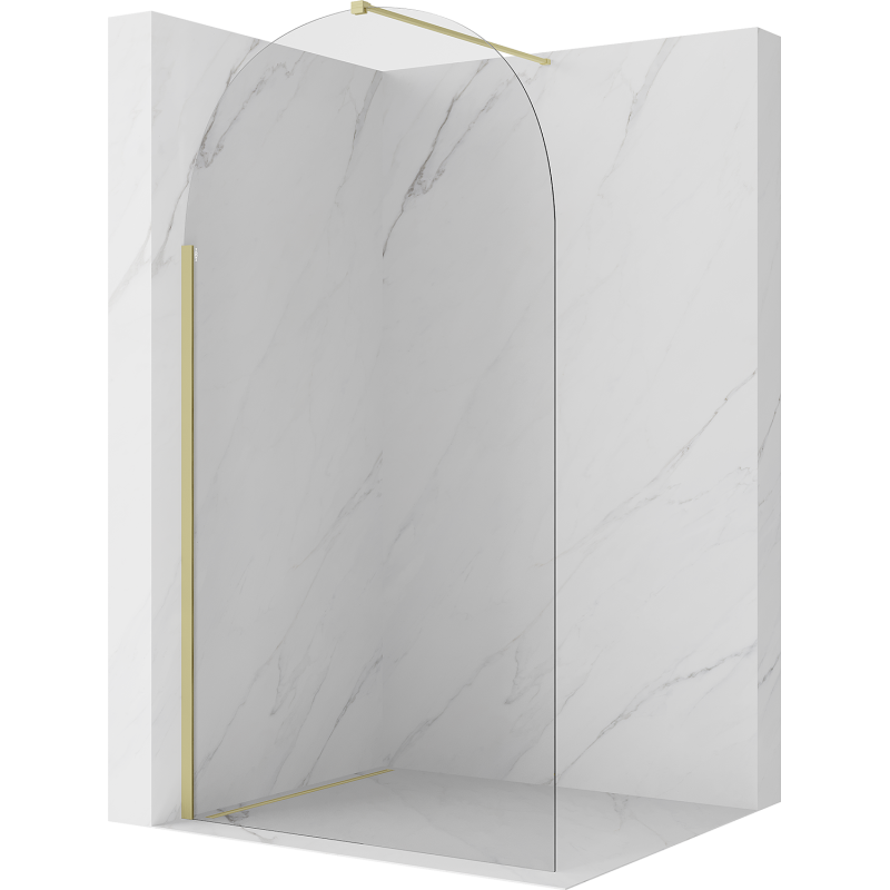Mexen Kioto-Q Walk-in Shower Wall 120 x 200 cm, Transparent 8 mm, Brushed Gold - 800-120-101-55-00-Q