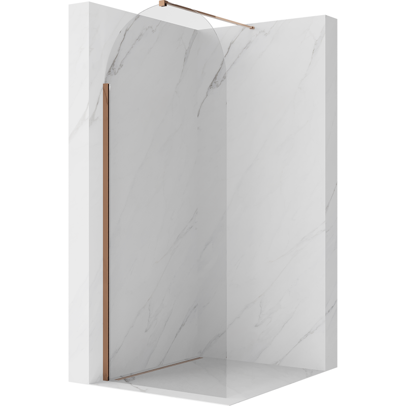 Mexen Kioto-Q ścianka prysznicowa Walk-in 80 x 200 cm, transparent 8 mm, różowe złoto - 800-080-101-60-00-Q