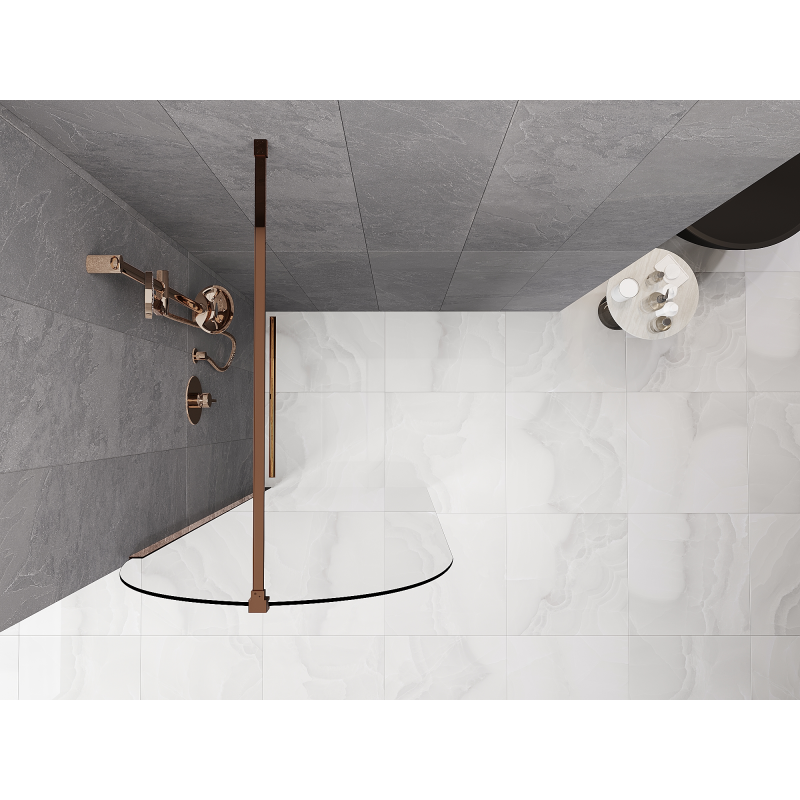 Mexen Kioto-Q ścianka prysznicowa Walk-in 90 x 200 cm, transparent 8 mm, różowe złoto - 800-090-101-60-00-Q