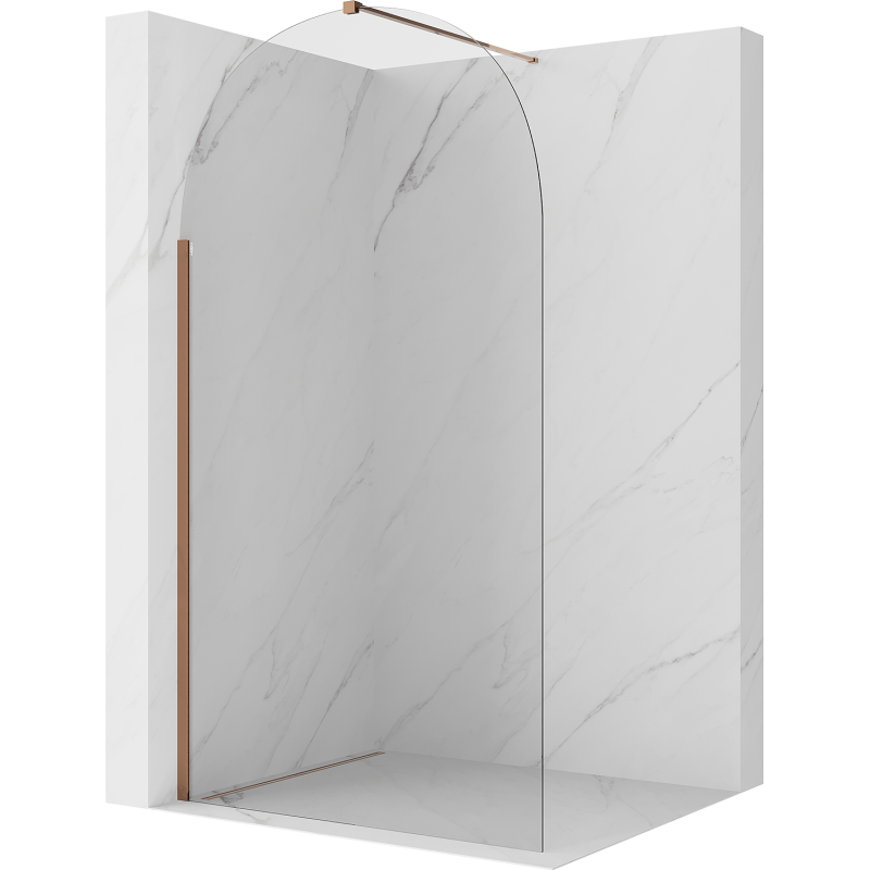 Mexen Kioto-Q ścianka prysznicowa Walk-in 100 x 200 cm, transparent 8 mm, różowe złoto - 800-100-101-60-00-Q