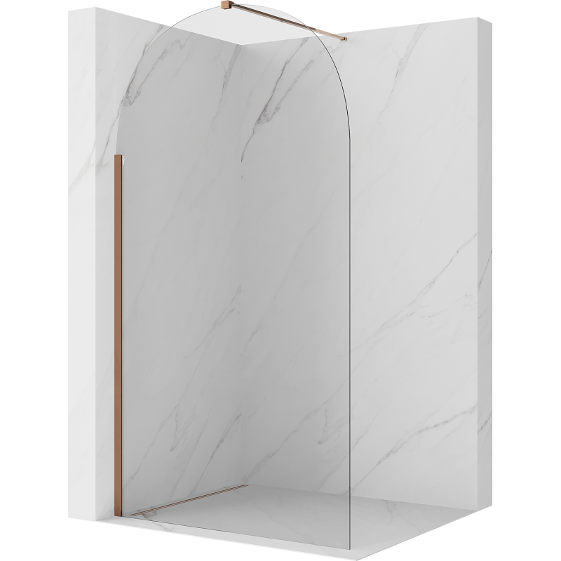 Mexen Kioto-Q Walk-in Shower Wall 100 x 200 cm, Transparent 8 mm, Rose Gold - 800-100-101-60-00-Q