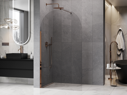 Mexen Kioto-Q ścianka prysznicowa Walk-in 100 x 200 cm, transparent 8 mm, różowe złoto - 800-100-101-60-00-Q