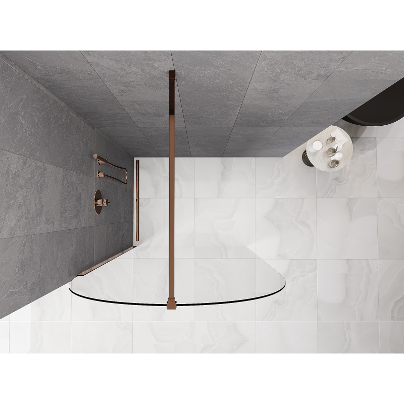 Mexen Kioto-Q ścianka prysznicowa Walk-in 100 x 200 cm, transparent 8 mm, różowe złoto - 800-100-101-60-00-Q