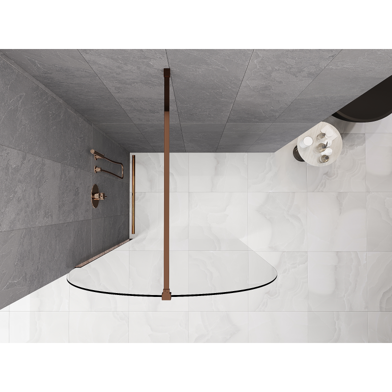 Mexen Kioto-Q Walk-in Shower Wall 100 x 200 cm, Transparent 8 mm, Rose Gold - 800-100-101-60-00-Q