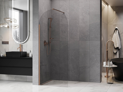 Mexen Kioto-Q ścianka prysznicowa Walk-in 80 x 200 cm, transparent 8 mm, miedź szczotkowana - 800-080-101-65-00-Q