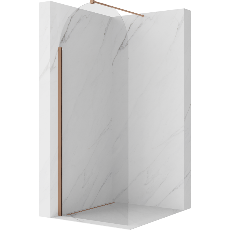 Mexen Kioto-Q ścianka prysznicowa Walk-in 90 x 200 cm, transparent 8 mm, miedź szczotkowana - 800-090-101-65-00-Q