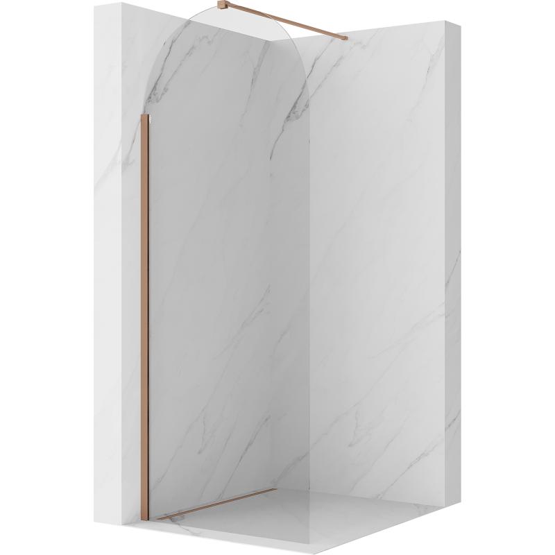 Mexen Kioto-Q Stenska prha Walk-in 90 x 200 cm, prozorna 8 mm, brušeni baker - 800-090-101-65-00-Q