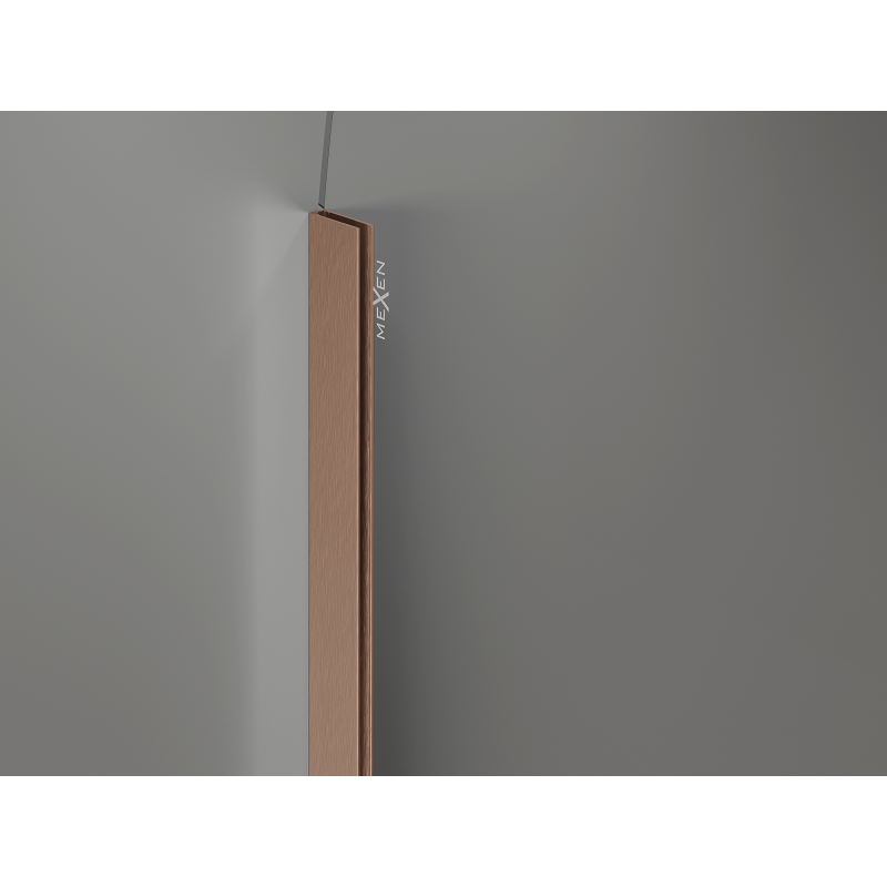 Mexen Kioto-Q ścianka prysznicowa Walk-in 100 x 200 cm, transparent 8 mm, miedź szczotkowana - 800-100-101-65-00-Q