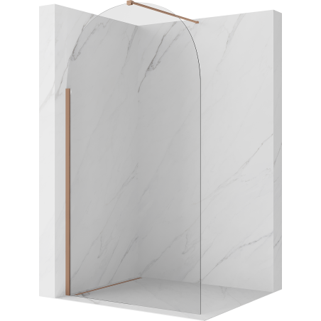 Mexen Kioto-Q Walk-in Shower Wall 100 x 200 cm, Transparent 8 mm, Brushed Copper - 800-100-101-65-00-Q