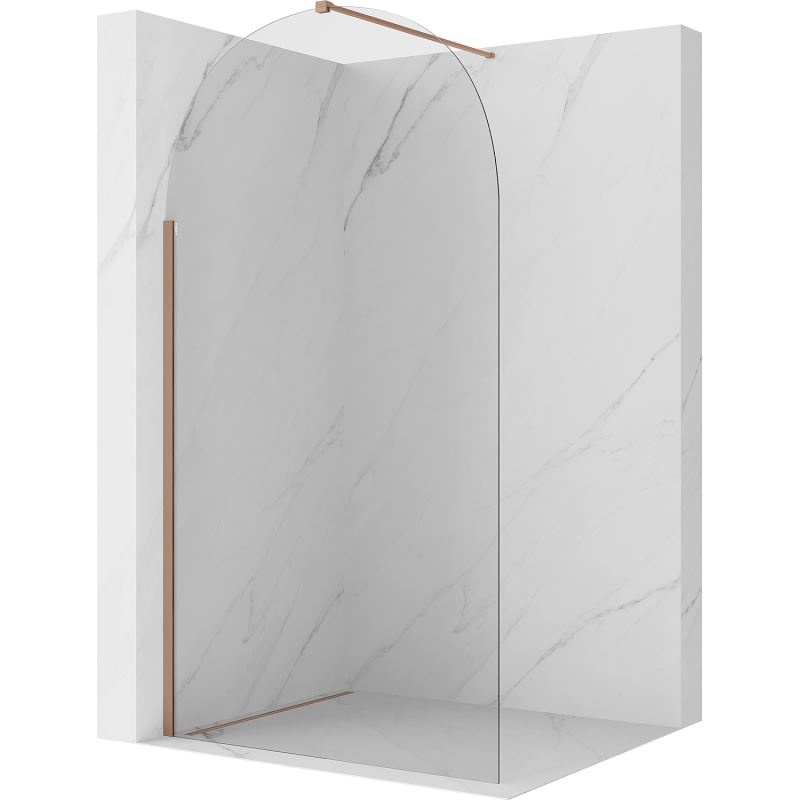 Mexen Kioto-Q Walk-in Shower Wall 110 x 200 cm, Transparent 8 mm, Brushed Copper - 800-110-101-65-00-Q