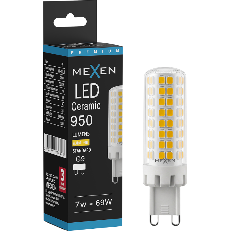 Mexen Aura żarówka LED G9, 7W, Ciepła - 3000K, 950 lm - L121-G9-0730-01