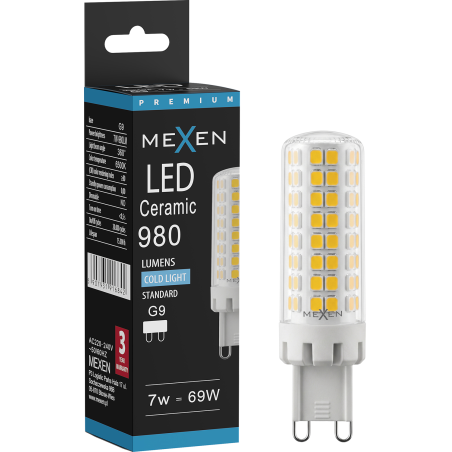 Mexen Aura LED-lamppu G9, 7W, Kylmä - 6500K, 980 lm - L121-G9-0765-01