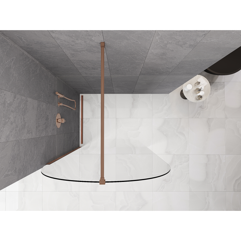 Mexen Kioto-Q ścianka prysznicowa Walk-in 120 x 200 cm, transparent 8 mm, miedź szczotkowana - 800-120-101-65-00-Q