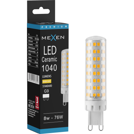Mexen Aura LED-lamppu G9, 8W, Lämmin - 3000K, 1040 lm - L121-G9-0830-01