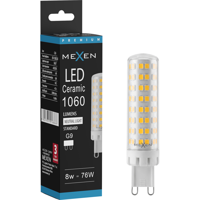 Mexen Aura LED-lamppu G9, 8W, Neutraali - 4000K, 1060 lm - L121-G9-0840-01