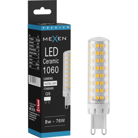 Mexen Aura LED-lamppu G9, 8W, Neutraali - 4000K, 1060 lm - L121-G9-0840-01