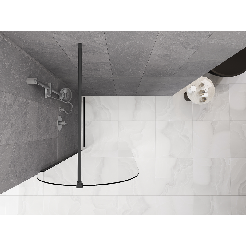 Mexen Kioto-Q tuš stena Walk-in 90 x 200 cm, prozorna 8 mm, krtačen v barvi pištolno siva - 800-090-101-66-00-Q