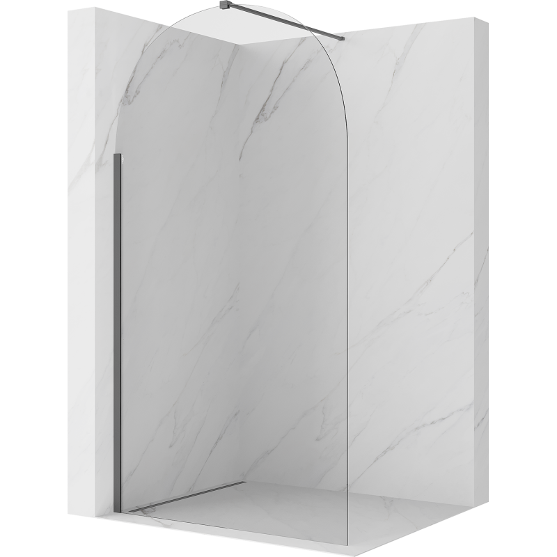 Mexen Kioto-Q Walk-in Shower Wall 100 x 200 cm, Transparent 8 mm, Brushed Gun Gray - 800-100-101-66-00-Q