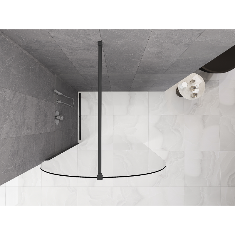 Mexen Kioto-Q Walk-in Shower Wall 100 x 200 cm, Transparent 8 mm, Brushed Gun Gray - 800-100-101-66-00-Q