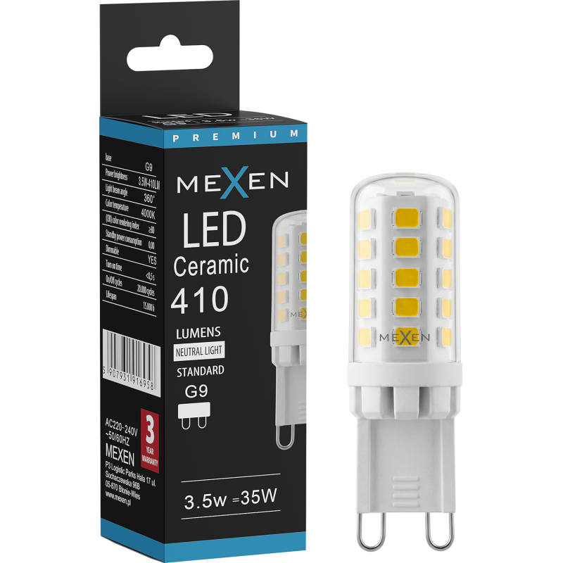 Mexen Aura Himmennettävä LED-lamppu G9, 3,5W, Neutraali - 4000K, 410 lm - L122-G9-0340-01