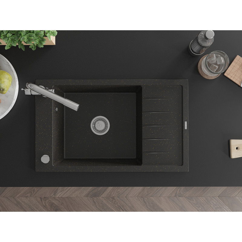 Mexen Elias νεροχύτης από γρανίτη 1 θαλάμου με στραγγιστήρα και μπαταρία