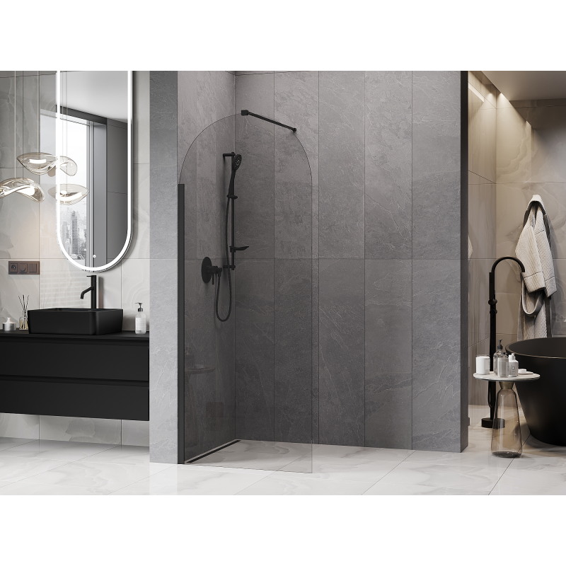 Mexen Kioto-Q ścianka prysznicowa Walk-in 90 x 200 cm, transparent 8 mm, czarna - 800-090-101-70-00-Q
