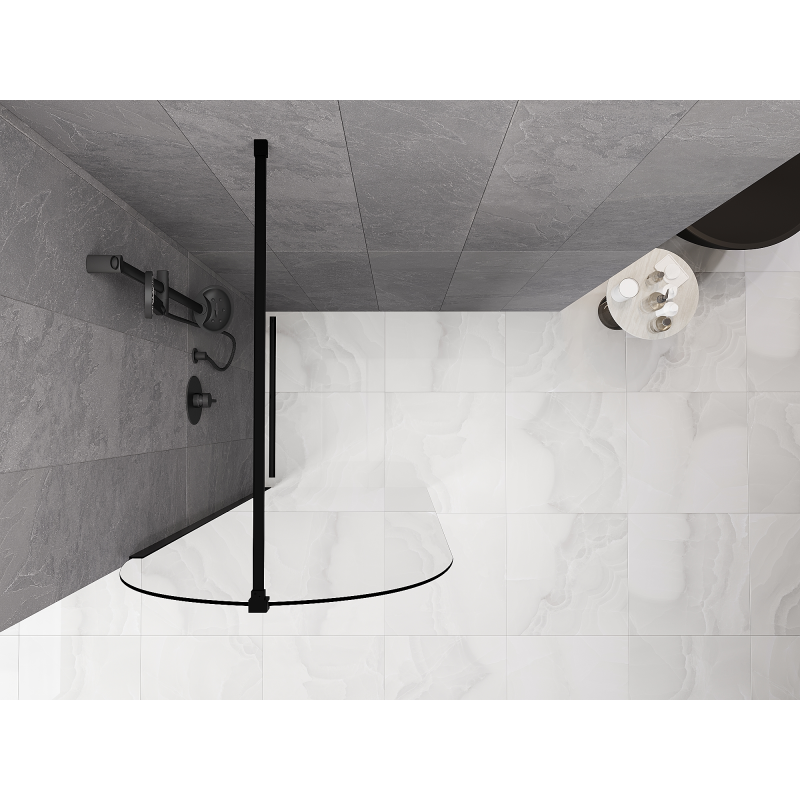 Mexen Kioto-Q ścianka prysznicowa Walk-in 90 x 200 cm, transparent 8 mm, czarna - 800-090-101-70-00-Q
