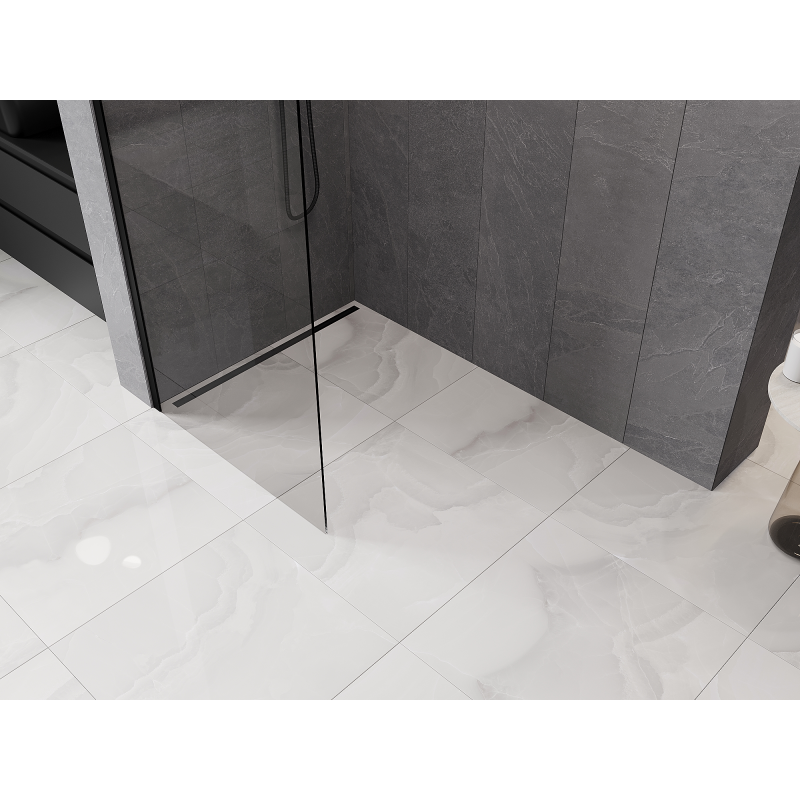 Mexen Kioto-Q ścianka prysznicowa Walk-in 90 x 200 cm, transparent 8 mm, czarna - 800-090-101-70-00-Q