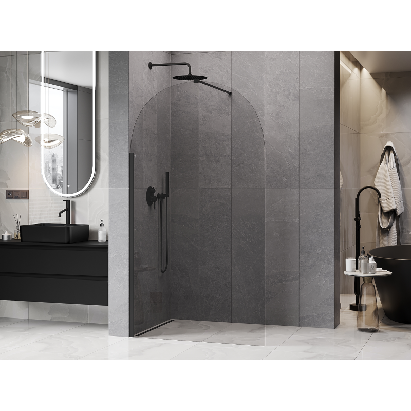 Mexen Kioto-Q ścianka prysznicowa Walk-in 110 x 200 cm, transparent 8 mm, czarna - 800-110-101-70-00-Q