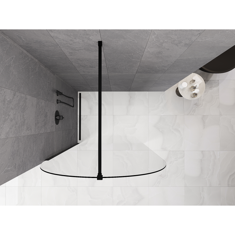 Mexen Kioto-Q ścianka prysznicowa Walk-in 110 x 200 cm, transparent 8 mm, czarna - 800-110-101-70-00-Q