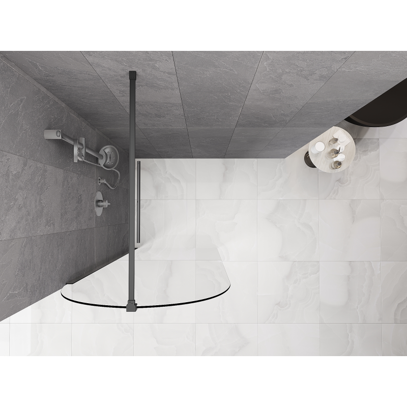 Mexen Kioto-Q ścianka prysznicowa Walk-in 80 x 200 cm, transparent 8 mm, gun metal - 800-080-101-95-00-Q