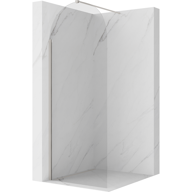Mexen Kioto-Q tuš stena Walk-in 80 x 200 cm, prozorna 8 mm, brušeni nikel - 800-080-101-97-00-Q