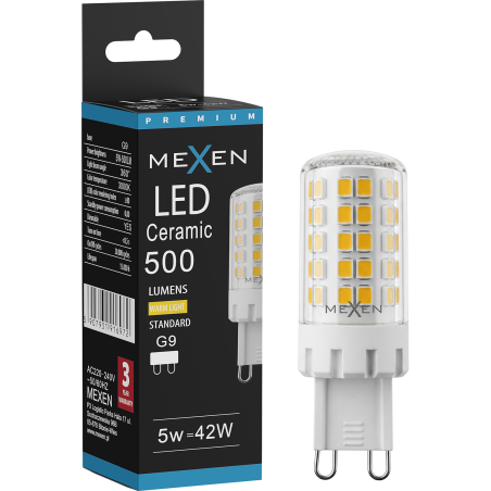 Mexen Aura Bombilla LED regulable G9, 5W, Cálida - 3000K, 500 lm - L122-G9-0530-01
