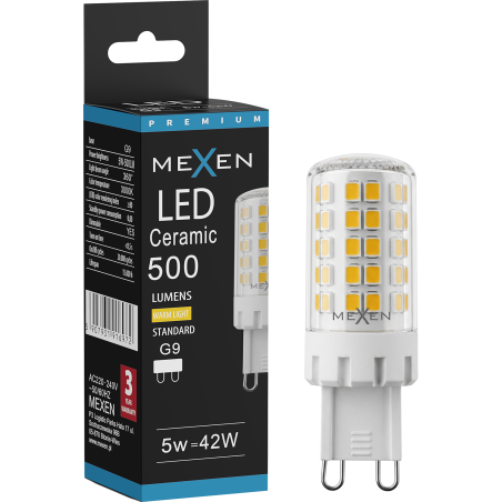 Mexen Aura Himmennettävä LED-polttimo G9, 5W, Lämmin - 3000K, 500 lm - L122-G9-0530-01