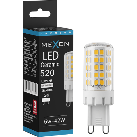 Mexen Aura Lampadina LED dimmerabile G9, 5W, Neutro - 4000K, 520 lm - L122-G9-0540-01