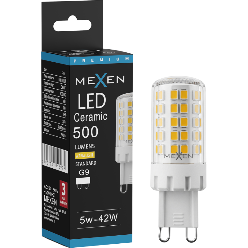 Mexen Aura Lampadina LED dimmerabile G9, 5W, Fredda - 6500K, 520 lm - L122-G9-0565-01