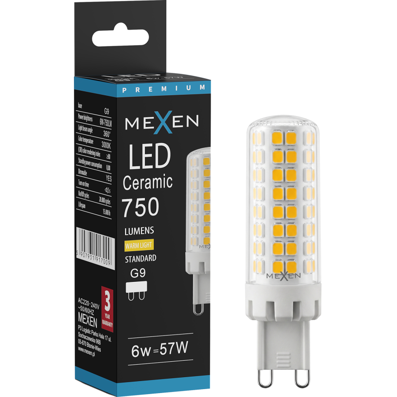 Mexen Aura Λάμπα LED με ρυθμιζόμενη ένταση G9, 6W, Θερμό - 3000K, 750 lm - L122-G9-0630-01