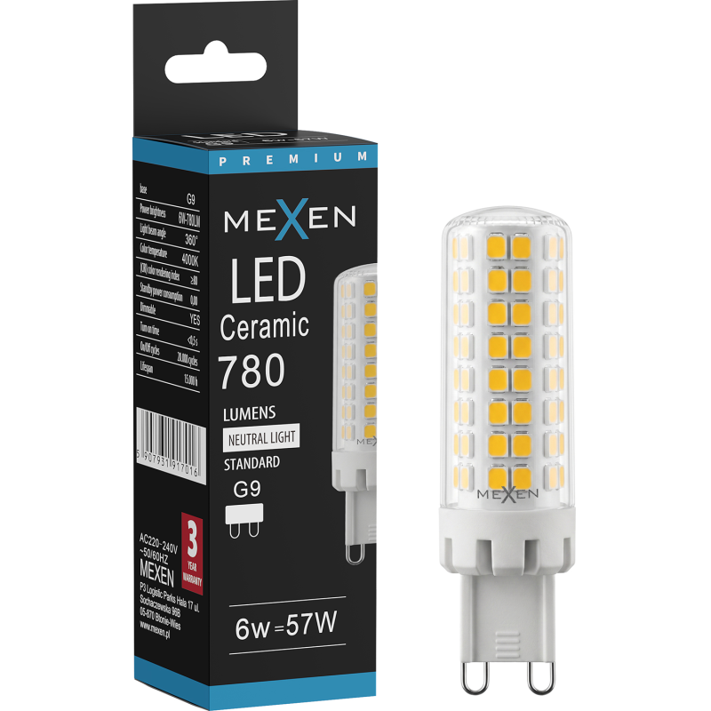 Mexen Aura Himmennettävä LED-lamppu G9, 6W, Neutraali - 4000K, 780 lm - L122-G9-0640-01