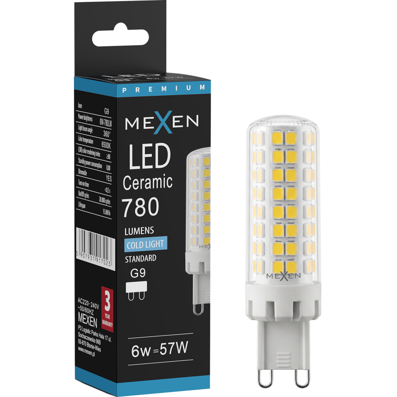 Mexen Aura Himmeennettävä LED-lamppu G9, 6W, Kylmä - 6500K, 780 lm - L122-G9-0665-01