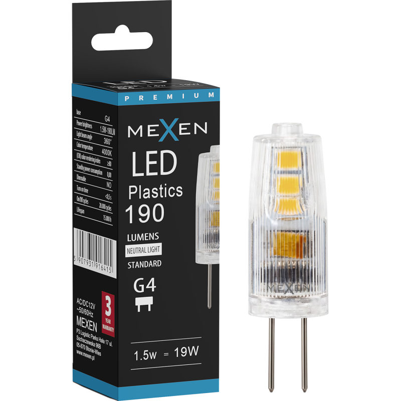 Mexen Oris żarówka LED G4, 1,5W, Neutralna - 4000K, 190 lm - L115-G4-0140-01