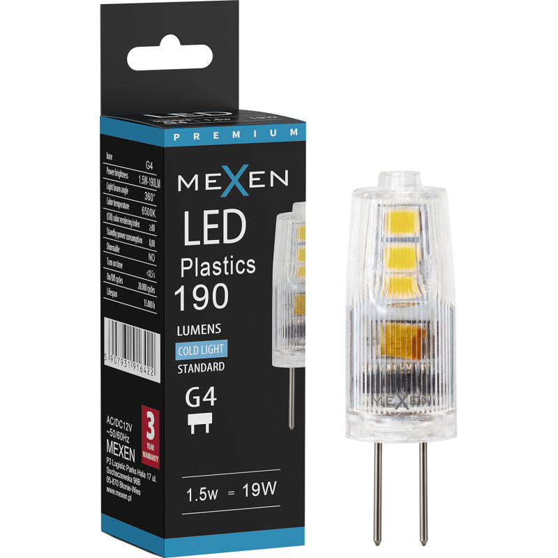 Mexen Oris żarówka LED G4, 1,5W, Zimna - 6500K, 190 lm - L115-G4-0165-01